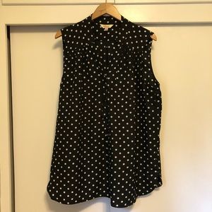 Dressy Black Sleeveless Top with White Polka Dots
